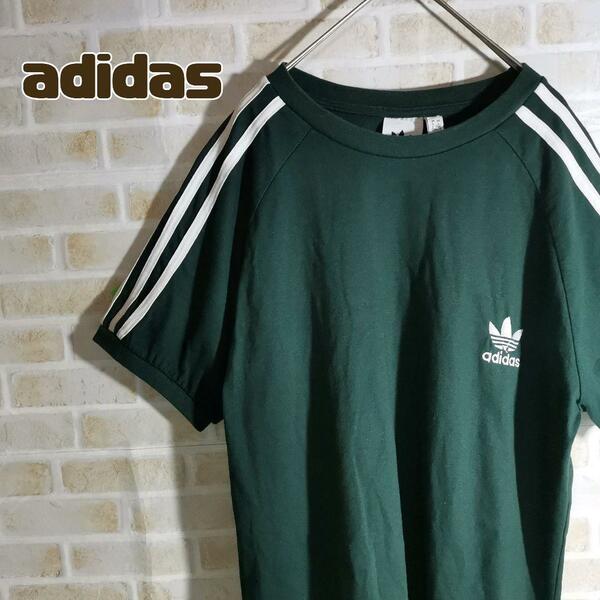 アディダス adidas Tシャツ 半袖 深緑 リンガー トレフォイル