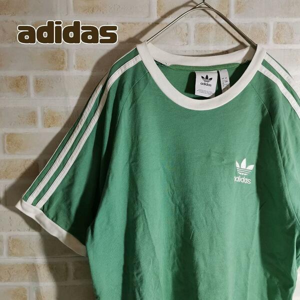アディダス adidas Tシャツ 半袖 緑 リンガー トレフォイル