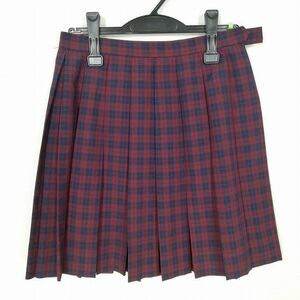 1円 スクールスカート 夏物 w66-丈47 チェック 中学 高校 プリーツ 学生服 制服 女子 中古 IN7685