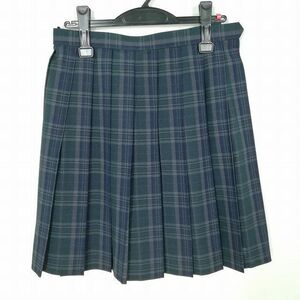 1円 スクールスカート 夏物 w63-丈51 チェック 中学 高校 プリーツ 学生服 制服 女子 中古 IN7737