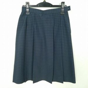 1円 スクールスカート 夏物 w69-丈57 チェック 中学 高校 プリーツ 学生服 制服 女子 中古 IN7681