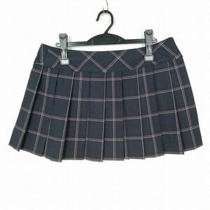 1 jpy school skirt large size winter thing w75- height 36 check middle . high school micro Mini pleat school uniform uniform woman used IN7729