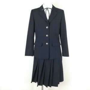 1円 ブレザー スカート 紐タイ 上下4点セット 指定 M トンボ 冬物 女子 学生服 大阪吹田東高校 紺 制服 中古 ランクC NA7807