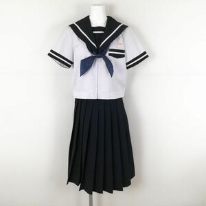 1円 セーラー服 スカート スカーフ 上下3点セット 大きいサイズ 夏物 白1本線 女子 学生服 宮崎中学 白 制服 中古 ランクC NA7590