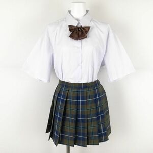 1 jpy blouse micro miniskirt ribbon top and bottom 3 point set large size extra-large summer thing woman school uniform middle . high school white uniform used rank C NA7755