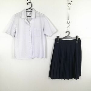 1 jpy blouse skirt top and bottom 2 point set L large size summer thing woman school uniform middle . high school white uniform used rank :C NA1758