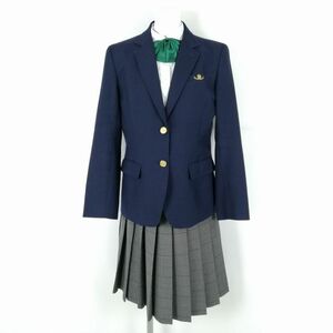 1 иен блейзер проверка юбка лента верх и низ 4 позиций комплект указание 165A зима предмет женщина школьная форма Tokyo Chofu юг средняя школа темно-синий форма б/у разряд B NA8385