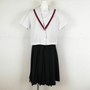 1円 セーラー服 スカート 上下2点セット 大きいサイズ 夏物 女子 学生服 兵庫太子東中学 白 制服 中古 ランクC NA7934