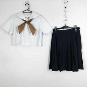 1 jpy sailor suit skirt scarf top and bottom 3 point set 160A summer thing white 3ps.@ line woman school uniform Fukuoka . purple woman an educational institution high school white uniform used rank :C NA0569