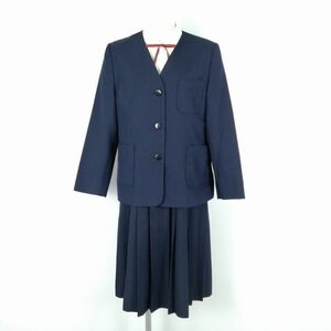 1 jpy eaton jumper skirt cord Thai top and bottom 4 point set 165A dragonfly winter thing woman school uniform middle . high school navy blue uniform used rank C NA6634