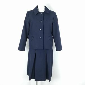 1円 ジャケット ベスト スカート 上下3点セット 大きいサイズ 冬物 女子 学生服 宮崎商業高校 紺 制服 中古 ランクC NA7882