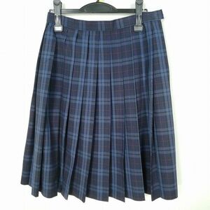 1円 スクールスカート 夏物 w69-丈63 チェック 中学 高校 プリーツ 学生服 制服 女子 中古 IN7579