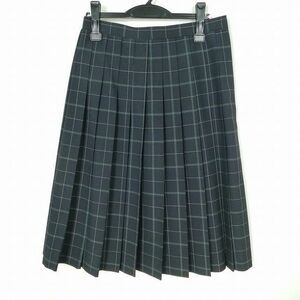 1円 スクールスカート 大きいサイズ 夏物 w72-丈69 チェック 中学 高校 プリーツ 学生服 制服 女子 中古 IN7580