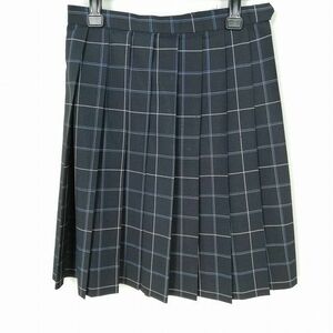 1円 スクールスカート 夏物 w66-丈52 チェック 中学 高校 プリーツ 学生服 制服 女子 中古 IN7508