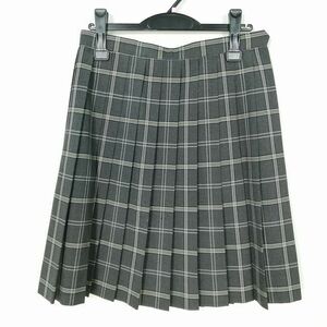 1円 スクールスカート 大きいサイズ 夏物 w72-丈53 チェック 中学 高校 プリーツ 学生服 制服 女子 中古 IN7583