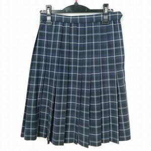 1円 スクールスカート 夏物 w63-丈58 チェック 中学 高校 プリーツ 学生服 制服 女子 中古 IN7586