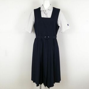 1円 ジャンパースカート バスト90 ウエスト72 トンボ 夏物 女子 学生服 中学 高校 紺 制服 中古 ランクC NA4415