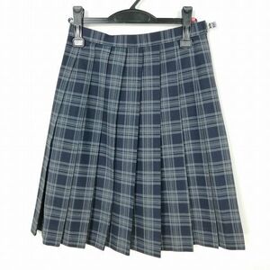 1円 スクールスカート 冬物 w63-丈57 チェック 中学 高校 プリーツ 学生服 制服 女子 中古 IN7657