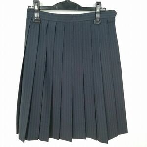 1円 スクールスカート 夏物 w66-丈55 ストライプ 静岡掛川東高校 プリーツ 学生服 制服 女子 中古 IN7501