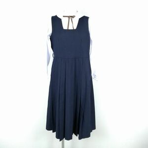 1円 ジャンパースカート 紐タイ 170A バスト92 ウエスト78 トンボ 冬物 女子 学生服 中学 高校 紺 制服 中古 ランクC NA7063