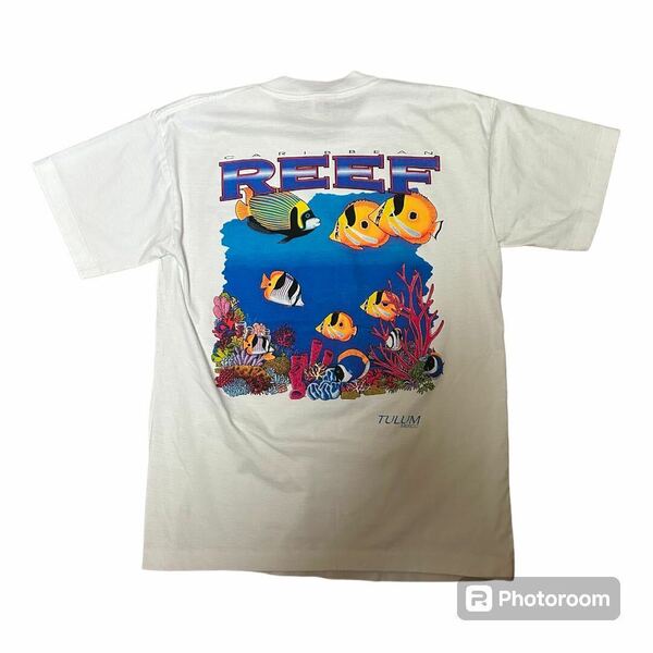 90s Mexico製 熱帯魚柄 Tシャツ M CARIBBEAN REEF