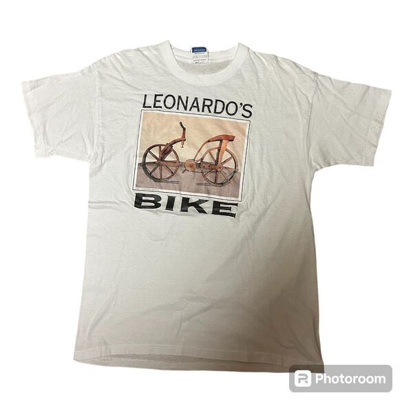 生地 LEONRDO DA VINCI Tシャツ XL 自転車 落書き