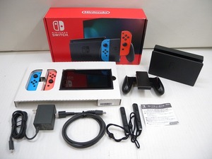 C6114★新型Nintendo Switch ネオンブルー/ネオンレッド 動作確認/本体更新/初期化済 中古現状渡し