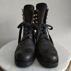 【CHANEL】レースアップ ショートブーツ/size36