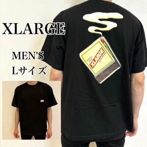 【極美品】エクストララージ 胸ポケット ロゴ刺繍 マッチ Tシャツ BK L