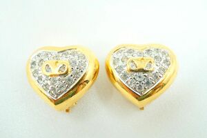  Valentino Vintage Heart earrings V Logo rhinestone accessory gold Gold VALENTINO 8671j
