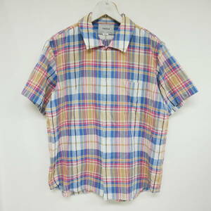 【1円】良好 国内正規 YAECA ヤエカ 13143 BUTTON SHIRT ボタンシャツ マドラスチェックシャツ 半袖 RED-CH CHECK 定価22000円 S