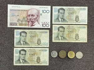 12、ベルギー　合計345フラン　紙幣　古銭　貨幣　外国紙幣