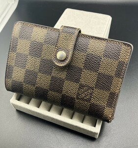 状態良好！ LOUIS VUITTON ルイヴィトン ダミエ・エベヌ ポルトフォイユ ヴィエノワ がま口 二つ折り 財布 ウォレット