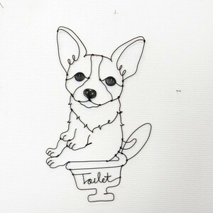 おトイレしているコーギーのワイヤーアート◎愛犬を癒しのインテリア空間に