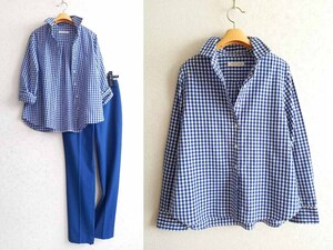 LA MARINE FRANCAISE / ラ マリンフランセーズ 定番くったり柔らかコットンレギュラーシャツ １/青紺・白