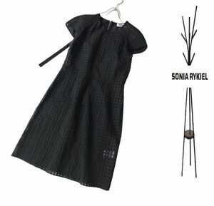  Sonia Rykiel прекрасный товар хлопок One-piece размер 38 чёрный серия блок проверка SONIARYKIEL