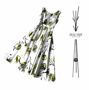  dual view beautiful goods no sleeve long One-piece size 38 floral print white DUAL VIEW