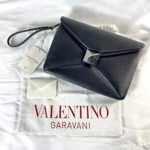 ヴァレンティノ VALENTINO レディース ワンスタッズ クラッチバッグ レザー ブラック