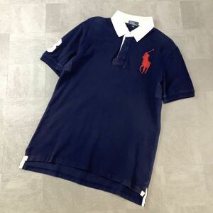 POLO by Ralph Lauren ポロ ラルフローレン ビッグポニー刺繍 鹿子 ラガーシャツ ポロシャツ 170/88 M相当 ネイビー