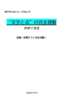 ※数学オリジナル単元別シリーズPart13　『“文字と式”の完全理解』中学１年生　　◎新中学問題集などでも成績が上がらない皆さんへ