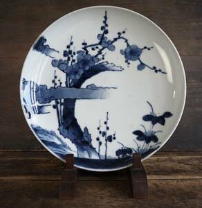 [OAN] old Imari blue and white ceramics large plate ornament plate . have antique old fine art old tool .. old .. tea utensils . stone old . the first period wave . see Indigo Kutani Indigo persimmon Indigo saucepan . rice field plate S2462