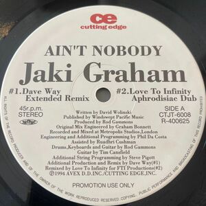 JAKI GRAHAM/AIN'T NOBODY/BREAKING AWAY/レコード/プロモ/中古/DJ