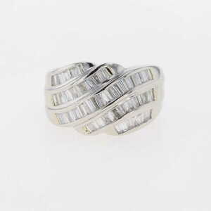メレダイヤ デザインリング プラチナ 指輪 リング 15.5号 Pt900 ダイヤモンド レディース 【中古】