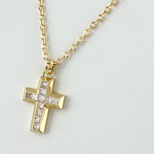  Vendome Aoyama VENDOME AOYAMA украшение в виде креста дизайн колье YG подвеска mere diamond 10 знак .K18 женский [ б/у ]