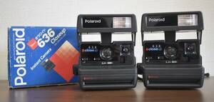 W6-27 [2 pcs. set ] Polaroid Polaroid 636 closeup film camera camera that time thing strobo luminescence OK present condition goods 