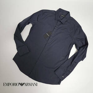 エレガントなネイビーシャツ エンポリオアルマーニ EMPORIO ARMANI スリムフィットシャツ 40サイズ Mサイズ スーツ ジャケット