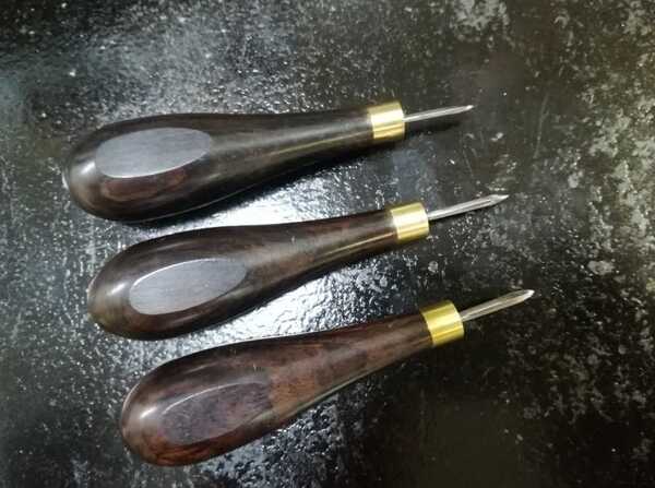 国産逸品! 3本セット 菱ぎり 極細目 細目 中目 研ぎ上げ済み レザークラフト 菱ギリ きり キリ
