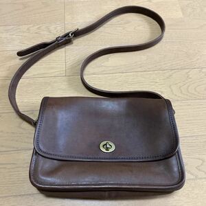 OLD COACH オールドコーチ ショルダーバッグ ターンロック ヴィンテージ ブラウン レザー 傷汚れあり 