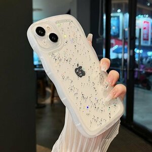 ZTOFERA iPhone 15用波状のケース 透明 アイフォン15 ケース 女子 女性 携帯カバー ホワイト 437