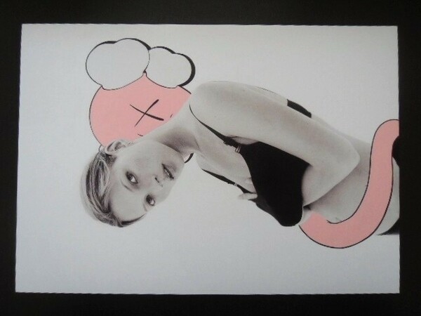 A4 額付き ポスター Kate Moss ケイトモス CK モデル アート 蛇 ピンク 額装済み フォトフレーム